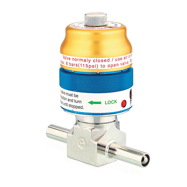 High Pressure line valve for UHP gases with oleo-pneumatic actuator – D654